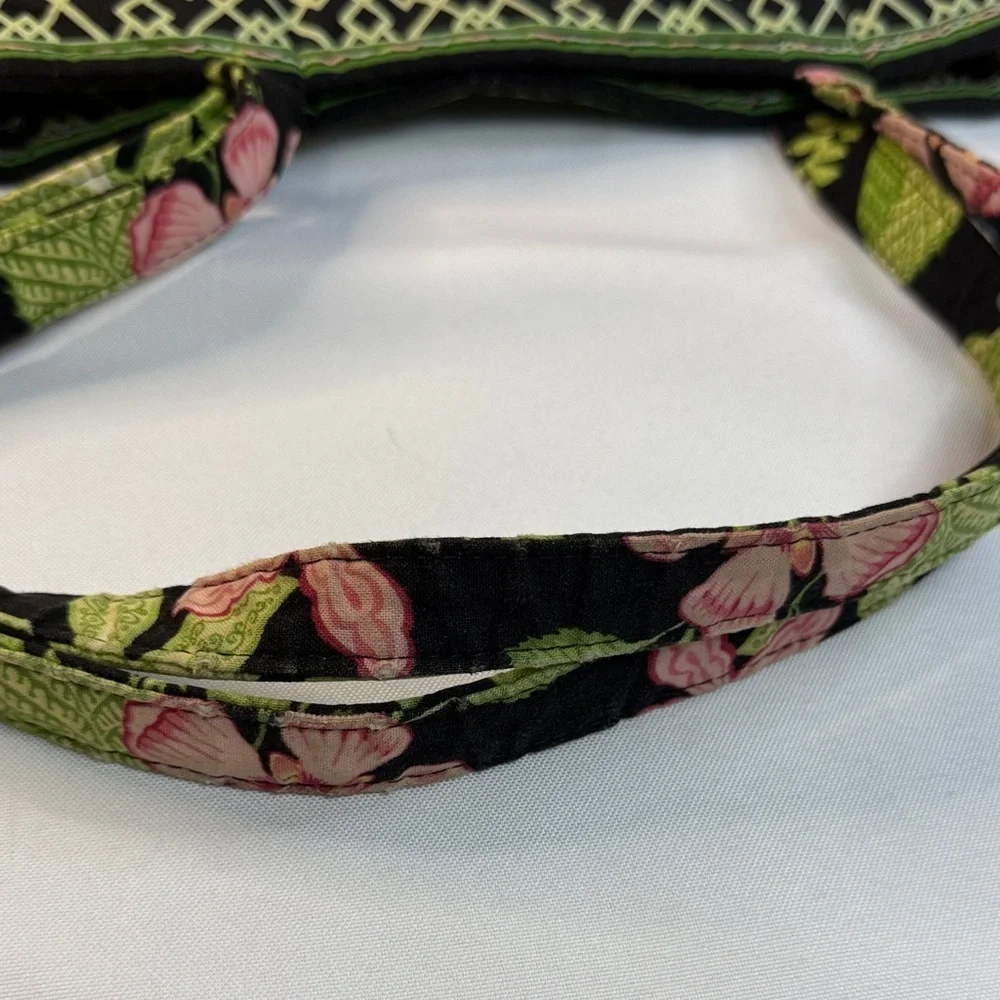 Vera Bradley Black Tote with Pink and Green Floral Pattern